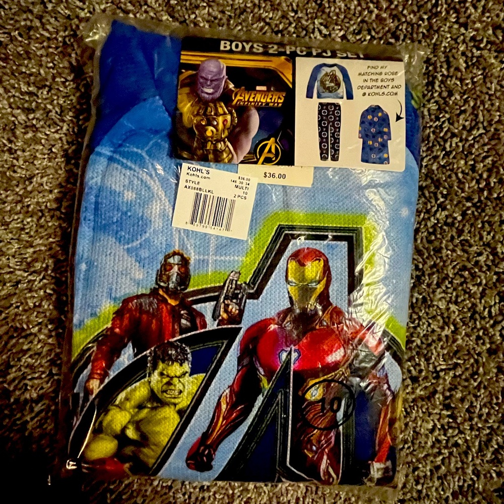 Marvel 2pc boys size 10 pajamas